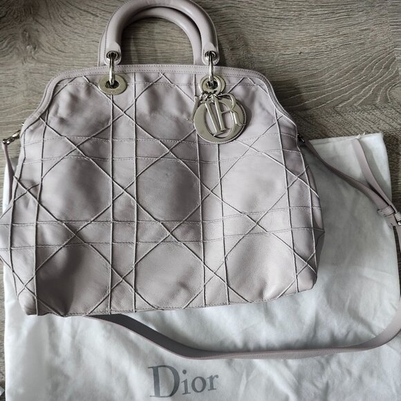 Christian Dior Grey Cannage Lambskin Leather Granville Bag - Picture 1 of 6